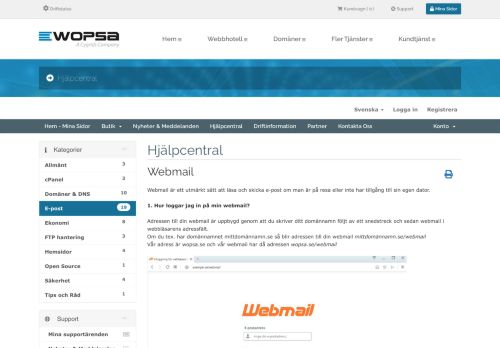 
                            8. Webmail - Hjälpcentral - Wopsa Web Services