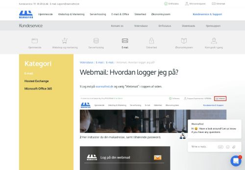 
                            6. Webmail: Hvordan logger jeg på? - Vidensbase - Wannafind.dk