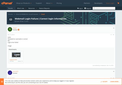 
                            6. Webmail Login Failure | Correct login information | cPanel Forums
