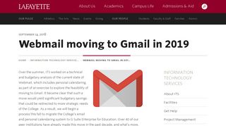 
                            7. Webmail moving to Gmail in 2019 · Information Technology Services ...