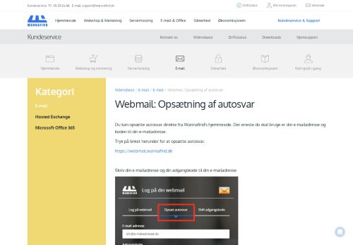 
                            7. Webmail: Opsætning af autosvar - Vidensbase - Wannafind.dk