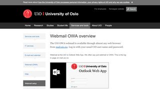 
                            12. Webmail OWA overview - University of Oslo - UiO