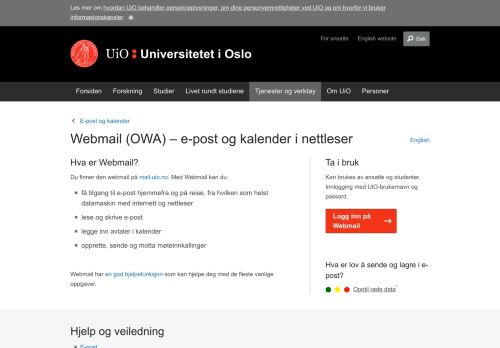 
                            8. Webmail (OWA) - Universitetet i Oslo