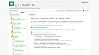 
                            4. Webmail - RZ-Dokumentationen - TU Clausthal