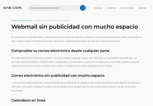 
                            3. Webmail sin publicidad con mucho espacio | One.com