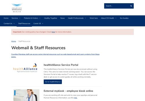 
                            10. Webmail & Staff resources | Counties Manukau Health