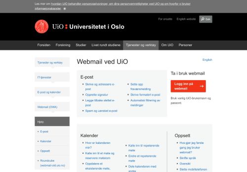 
                            7. Webmail ved UiO - Universitetet i Oslo