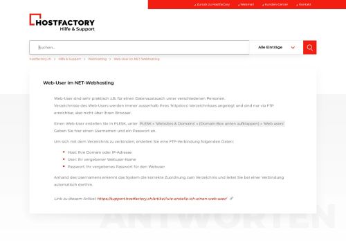 
                            2. Webmail - Webhosting FAQs by hostfactory.ch
