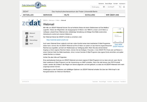 
                            6. Webmail < ZEDAT < ZEDAT - Hochschulrechenzentrum