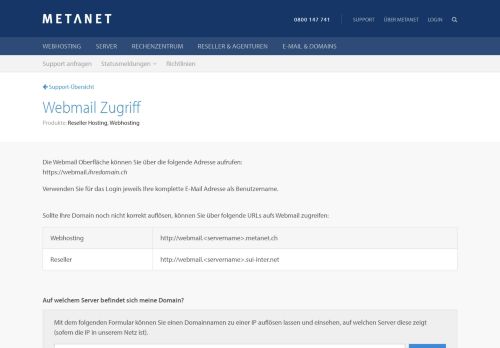 
                            6. Webmail Zugriff | METANET - Web. Mail. Server.