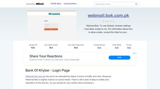 
                            3. Webmail.bok.com.pk website. Bank Of Khyber - Login Page.