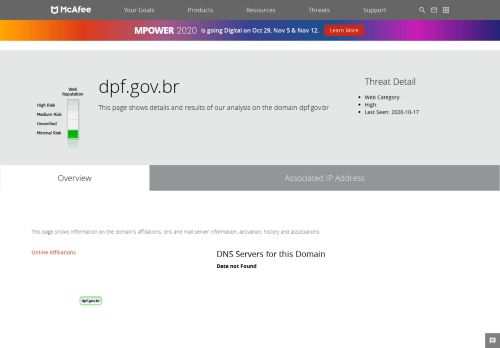 
                            6. webmail.dpf.gov.br - Domain - McAfee Labs Threat Center