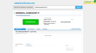 
                            9. webmail.gamesurf.it at WI. Tiscali Managed Webmail - Login Page