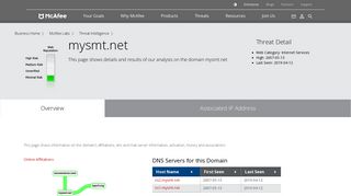 
                            7. webmail.mysmt.net - Domain - McAfee Labs Threat Center