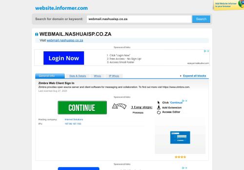 
                            5. webmail.nashuaisp.co.za at WI. Zimbra Web Client Sign In