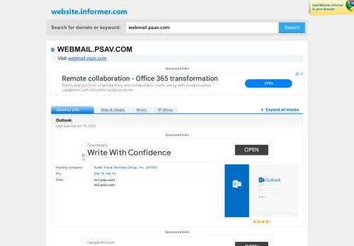 
                            4. webmail.psav.com at Website Informer. Outlook. Visit Webmail Psav.