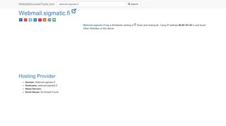 
                            12. Webmail.sigmatic.fi Error Analysis (By Tools) - Website Success Tools