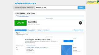 
                            8. webmail.wv.gov at Website Informer. Sign In. Visit Webmail Wv.