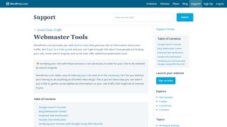 
                            6. Webmaster Tools — Support — WordPress.com