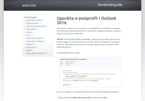 
                            4. Webnode - Upprätta e-postprofil i Outlook 2016