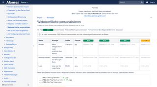 
                            4. Weboberfläche personalisieren - Handbuch - Alamos GmbH