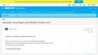 
                            5. webradio vorschlagen auf wifiradio-frontier.com - MEDION Community