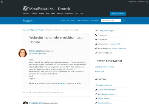 
                            4. Webseite nicht mehr erreichbar nach Update | WordPress.org