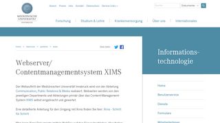 
                            6. Webserver/XIMS - Medizinische Universität Innsbruck