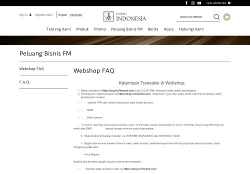 
                            9. Webshop FAQ - FM World Indonesia