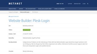 
                            6. Website Builder: Plesk-Login | METANET - Web. Mail. Server.