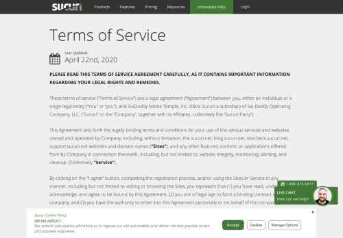 
                            5. Website security company terms of service | Sucuri