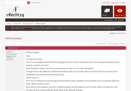 
                            1. Website spiegeln - eRecht24 Forum