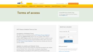 
                            7. Website terms of access | MTF Finance