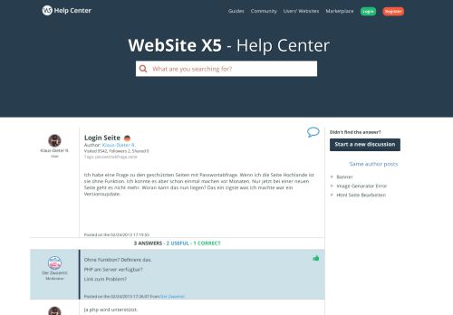 
                            5. WebSite X5 Help Center - Login Seite