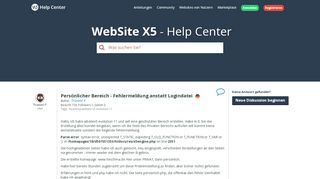 
                            5. WebSite X5 Help Center - Persönlicher Bereich - Fehlermeldung ...