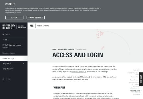 
                            12. Websites (CMS WebHare) | Access and login | Website Systems
