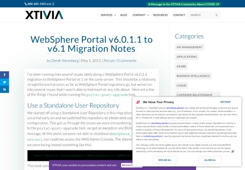
                            12. WebSphere Portal v6.0.1.1 to v6.1 Migration Notes - XTIVIA