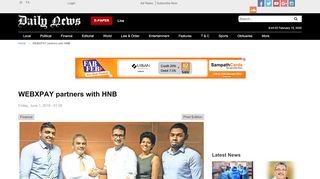 
                            11. WEBXPAY partners with HNB | Daily News