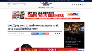 
                            7. WebXpay.com to enable e-commerce to all SME's at affordable rates ...