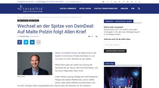 
                            11. Wechsel an der Spitze von DeinDeal: Auf Malte Polzin folgt Allen Krief ...