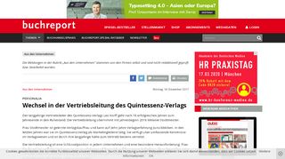 
                            13. Wechsel in der Vertriebsleitung des Quintessenz-Verlags - buchreport