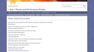 
                            10. Week 1 Net Art Examples - University of Warwick