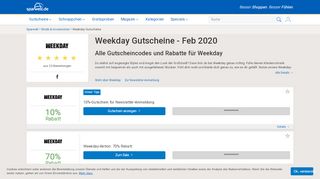 
                            4. Weekday Gutschein | 10% Rabatt | Jetzt sparen! | SPARWELT