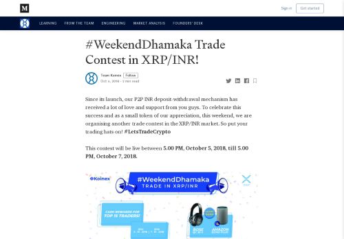 
                            11. #WeekendDhamaka Trade Contest in XRP/INR! – Koinex Crunch ...