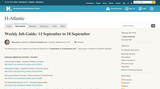 
                            12. Weekly Job Guide: 11 September to 18 September | H-Atlantic | H-Net