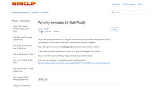 
                            1. Weekly rewards (8 Ball Pool) – Miniclip Player Experience