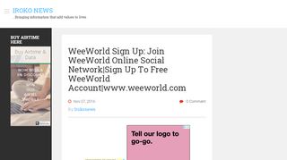 
                            3. WeeWorld Sign Up: Join WeeWorld Online Social Network|Sign Up ...