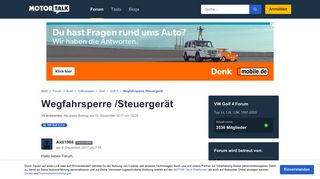 
                            2. Wegfahrsperre /Steuergerät - Start Forum Auto Volksw... - Motor-Talk