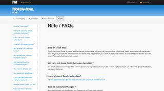 
                            3. Wegwerf-Email von TRASH-MAIL - Hilfe
