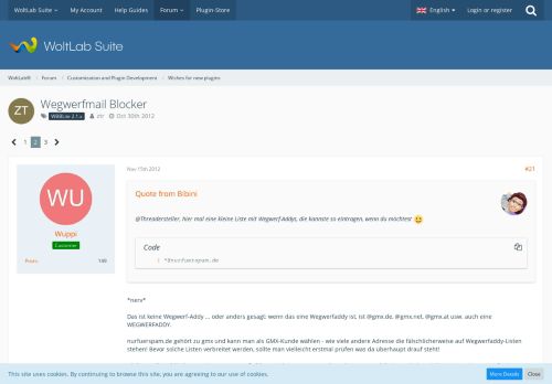 
                            10. Wegwerfmail Blocker - Seite 2 - Wünsche für neue Plugins - WoltLab ...